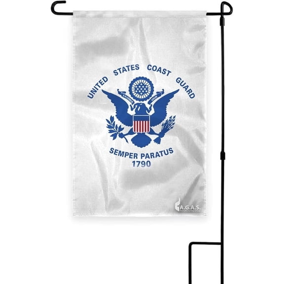 AGAS Coast Guard Garden Flag - 18 x 12 inch Printed Single Sided 200D Nylon - 18 inch Sewn Nylon Sleeve with Stitched Edges