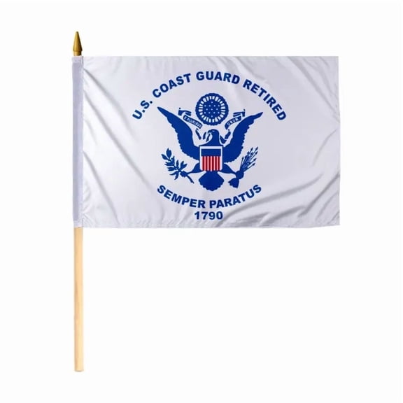 AGAS Coast Guard Retired 12x18 inch Polyester Stick Flag