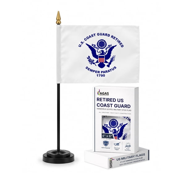 AGAS Coast Guard Retired 4x6 inch Polyester Stick Flag