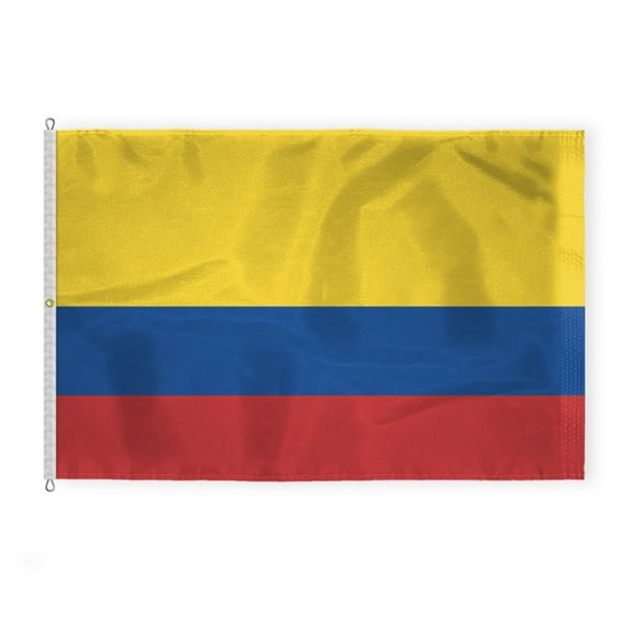 AGAS Colombia Flag - 8x12 ft - 200D Nylon - Stitched Edges - Canvas Header - Rope Thimble & 1 Brass Grommet - Fade Proof - Large Size -CO National Flag - Colombian Flag El Tricolor Nacional.