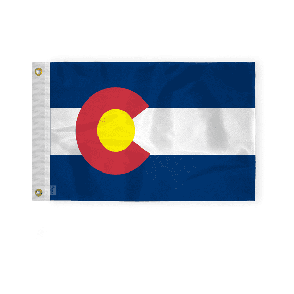 AGAS Colorado State Boat Flag 12x18 Inch - Double Sided Reverse Print On Back 200D Nylon - Brass Grommets Fade Proof Vivid Colors - State of Colorado Nautical Flag for Boat or Car