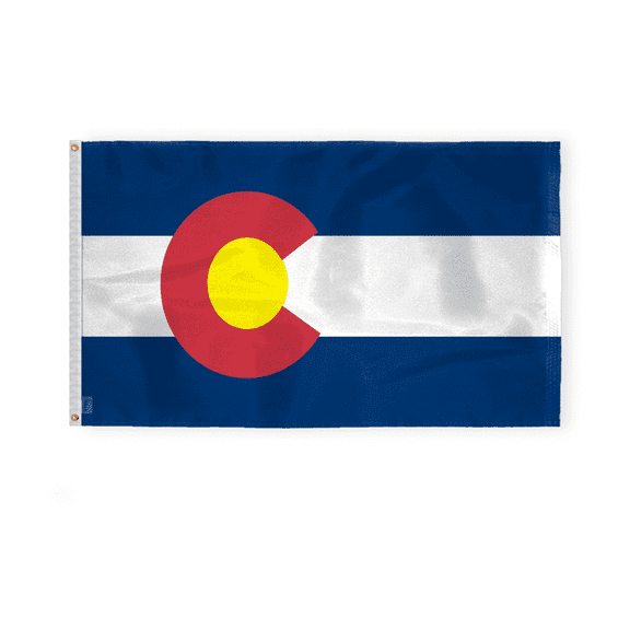 AGAS Colorado State Flag 3x5 Ft - Double Sided Reverse Print On Back 200D Nylon - Brass Grommets Stitched Edges Fade Proof Sharp Colors - Indoor/Outdoor Standard Size Colorado Flag