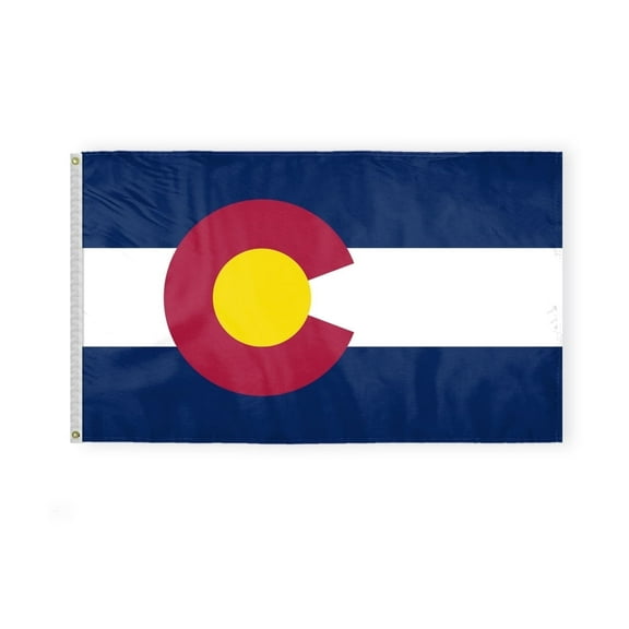 AGAS Colorado State Flag 3x5 Ft - Single Sided Polyester - Iron Grommets - Indoor/Outdoor Standard Size State of Colorado CO Flag