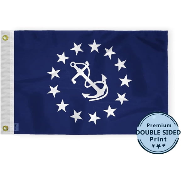 AGAS Commodore Officers Flag - 12 x 18 Inch - Embroidered 200 Nylon - Stitched Edges - Brass Grommets Canvas Heading - Commodore Yacht Club Officers Flag.