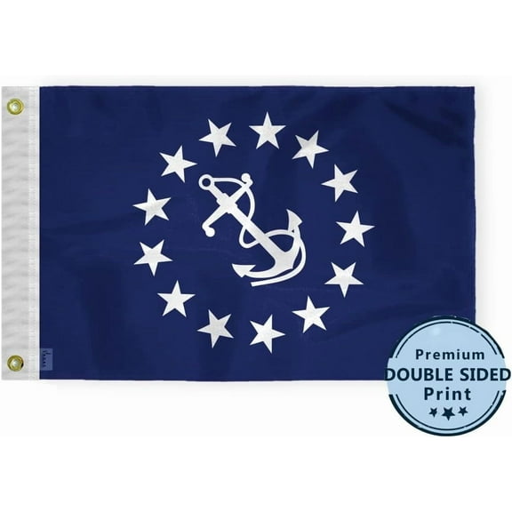 AGAS Commodore Officers Flag - 12 x 18 Inch - Printed 200D Nylon - Double Stitched Edges - Brass Grommets Canvas Heading - Commodore Yacht Club Officers Flag.