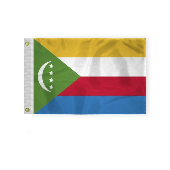 AGAS Comoros Nautical Flag 12x18 inch Mini Comoros Island National Flag Outdoor 200D Nylon Double Stitched Hem Never Rust Brass Grommets Canvas Header Comoros Island National Boat Flag