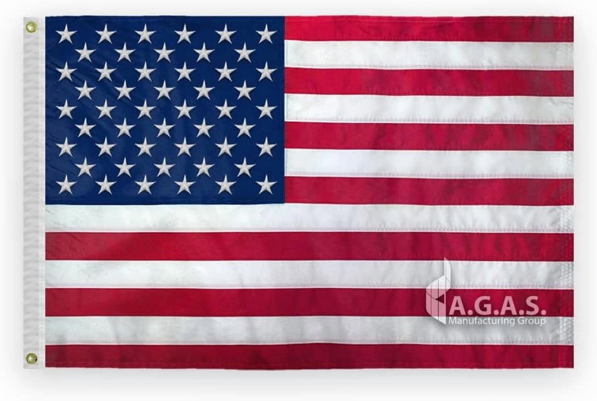 AGAS Cotton American Flag 2x3 ft Beautiful Embroidered Star Field with Sewn Stripes - Heavy Weight Woven Cotton - Brass Grommets Canvas Header - Indoor American Flag Traditional USA Cotton Flag