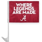 AGAS Crimson Tide Alabama NCAA Where Legends Are Made Red Car Flags - 7.5x10.5 inch Double-Layered Printed Wrap Knitted Polyester - 13" Flexible Plastic Pole for Attaching to Vehicle Window