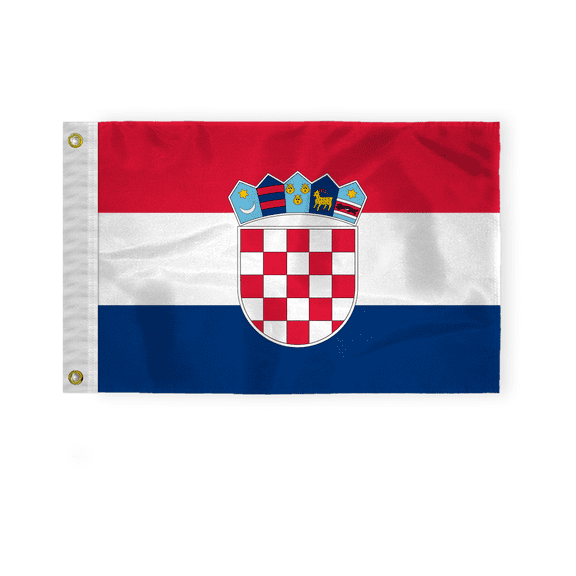 AGAS Croatia 12x18 inch Mini Croatia Flag 200D Nylon Fabric Double Stitched Canvas Header Brass Grommets Fade Resistant & Vivid Color Croatia Boat Flag