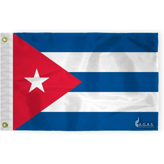 AGAS Cuba Boat Flag - 12x18 inch - 200D Nylon - Stitched Edges - Canvas Header Brass Grommets - Fade Proof - CU National Flag - Cuban Flag Bandera de Cuba.