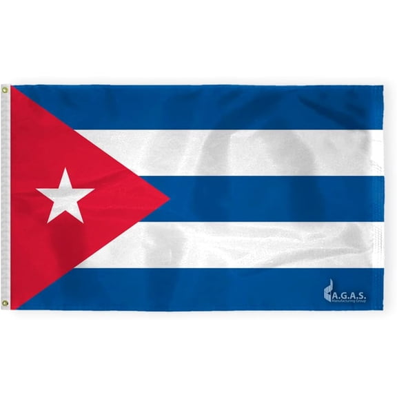 AGAS Cuba Flag - 3x5 ft - 200D Nylon - Stitched Edges - Canvas Header Brass Grommets - Fade Proof - CU National Flag - Cuban Flag Bandera de Cuba.