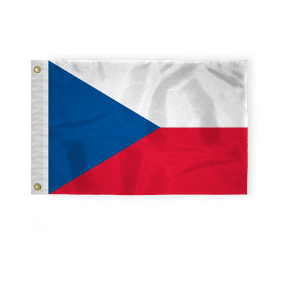 AGAS Czech Republic 12x18 inch Mini Czech Republic Flag 200D Nylon Fabric Double Stitched Canvas Header Brass Grommets Fade Resistant & Vivid Color Czech Republic Boat Flag