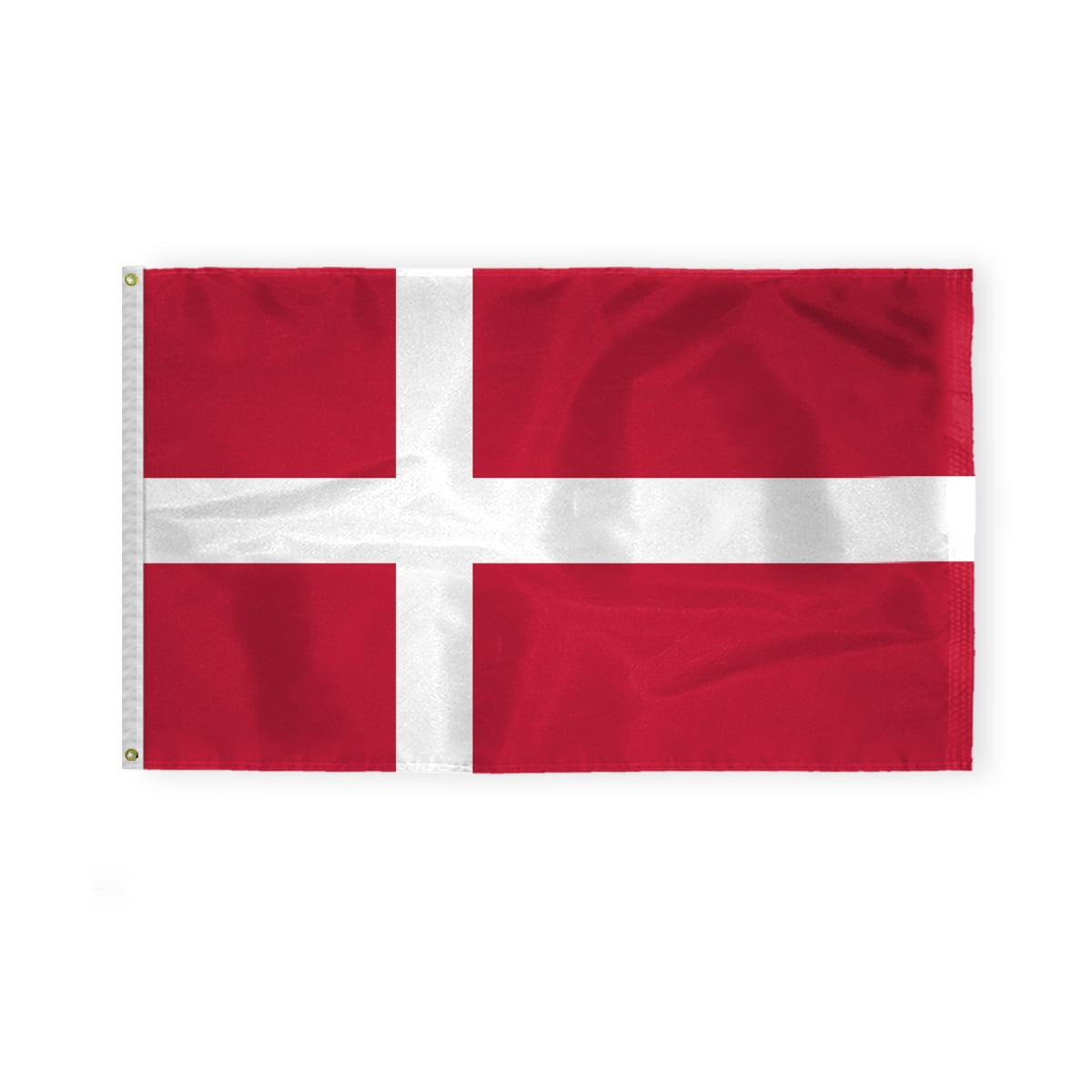 AGAS Denmark Flag 3x5 ft - Printed Single Sided on 200D Nylon Stitched Edges Canvas Header Brass Grommets Fade Proof - Outdoor Long Lasting All Weather Flag Danish Dannebrog Flag