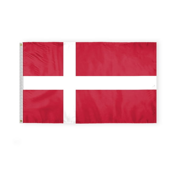 AGAS Denmark Flag 3x5 ft - Printed Single Sided on Polyester Stitched Edges Polyester Header Metal Grommets - Outdoor Long Lasting All Weather Flag Danish Dannebrog Flag