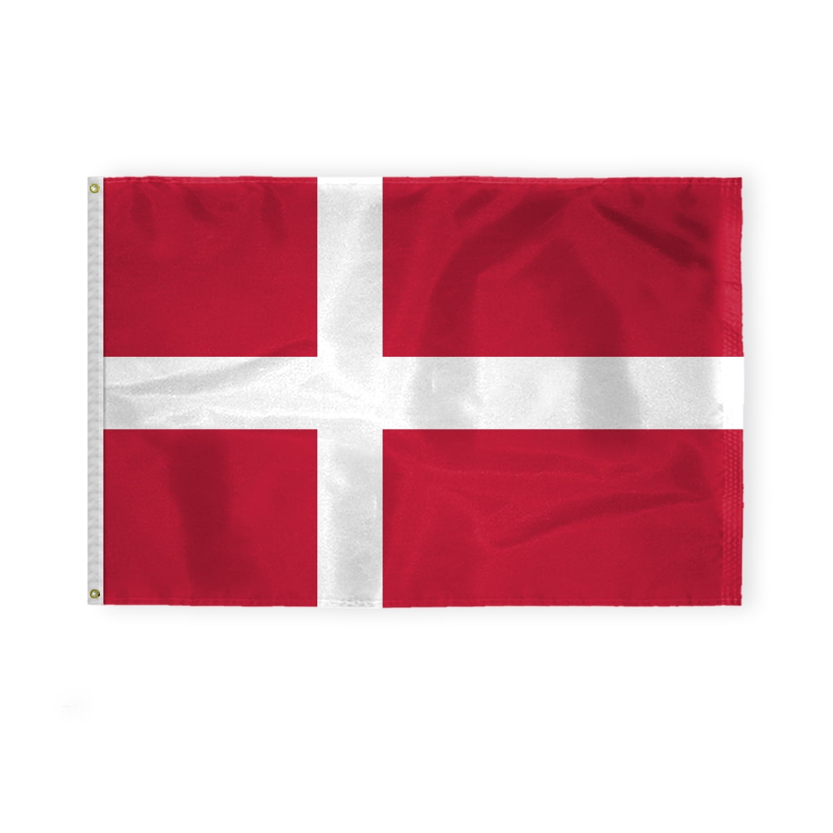 AGAS Denmark Flag 4x6 ft - Printed Single Sided on 200D Nylon Stitched Edges Canvas Header Brass Grommets Fade Proof - Outdoor Long Lasting All Weather Flag Danish Dannebrog Flag