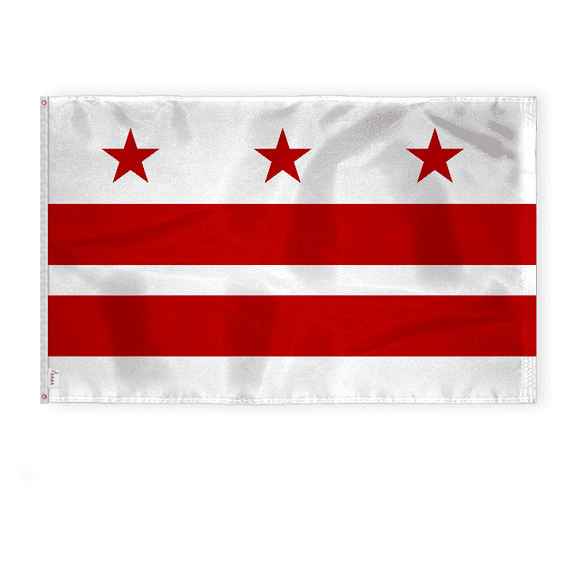 AGAS District of Columbia State Flag 6x10 Ft - Double Sided Reverse Print On Back 200D Nylon - Brass Grommets Stitched Edges Fade Proof Sharp Colors