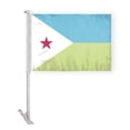 thumbnail image 1 of AGAS Djibouti Car Flag Premium 10.5x15 inch Printed Double Sided on Super Knit Polyester Double Stitched 19 Inch White Plastic Unbreakable Stiff Pole Djiboutian National Car Flag, 1 of 1
