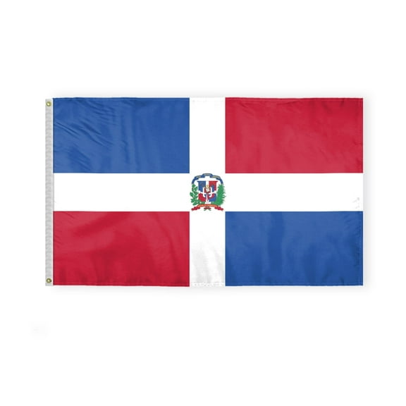 AGAS Dominican Republic Flag 3x5 ft Double Stitched Hem 100% Polyester Metal Grommets Indoor Official Dominican Republic National Flag