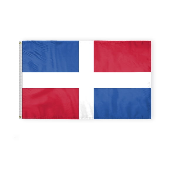 AGAS Dominican Republic Flag - 3x5 ft - Printed Single Sided on Polyester - Stitched Edges - Polyester Header Metal Grommets - Outdoor Long Lasting All Weather Flag Pavillon République Dominicaine.