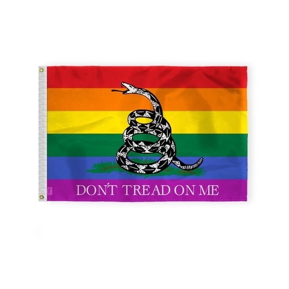AGAS Dont Tread on Me Pride Flag 2x3 Ft - Printed 200D Nylon - Brass Grommets - Fade Proof Sharp Colors - Gadsden Pride Community Flag