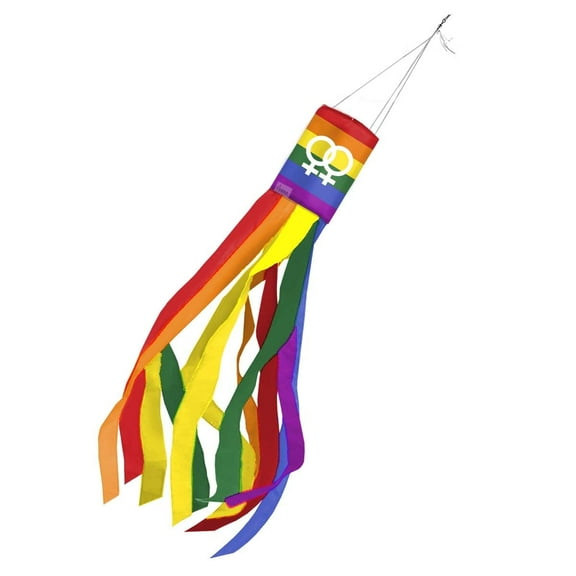 AGAS Double Female Pride 60 inch Column Windsock - Printed Single Sided on Outdoor Heavy Duty Nylon - Clip for Hanging