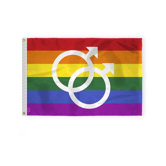 AGAS Double Male Flag 2x3 Ft - Printed 200D Nylon - Brass Grommets - Fade Proof Sharp Colors - Double Male Symbol Community Flag
