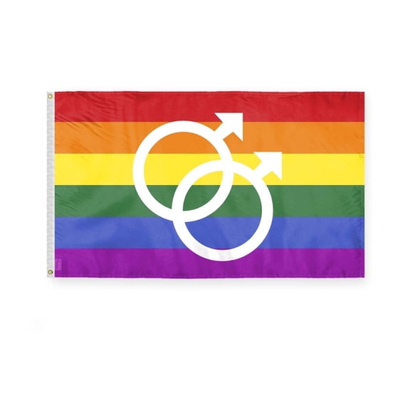 AGAS Double Male Flag 3x5 Ft - Polyester - Plated Grommets - Double Male Symbol Pride Body Flag 3 x 5 Ft Double Male Symbol LGBT Pride Jack Banner