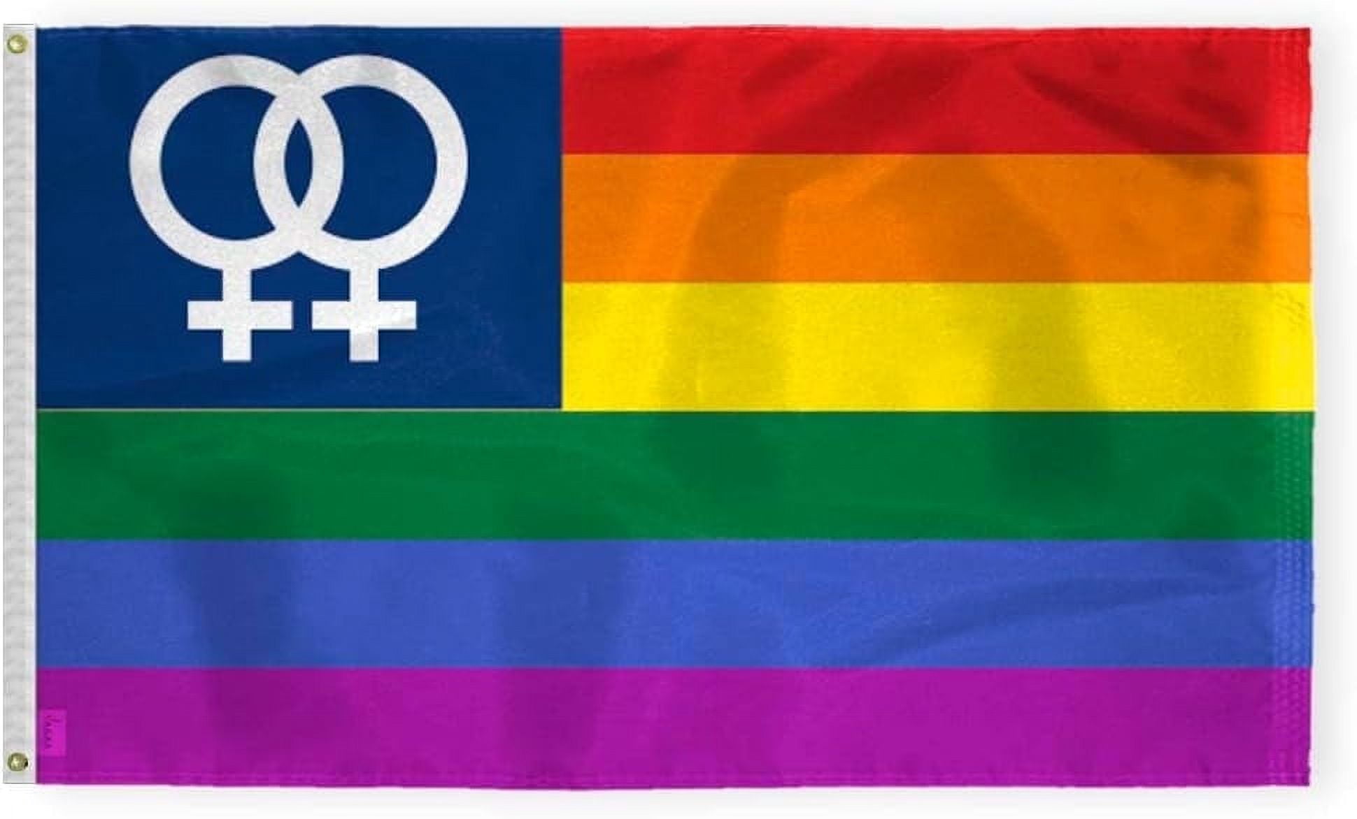 AGAS Double USA Venus Flag 3x5 Ft - Printed 200D Nylon - Brass Grommets Stitched Edges Fade Proof Sharp Colors - Double Venus LGBT Pride Lgbtq Flag 3x5 Fts