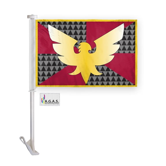 AGAS Drag Feather Car Window Flag 10.5x15 inch - Double Side Printed Wrap Knitted Polyester - 19 Inch White Plastic Unbreakable Pole Car Flag