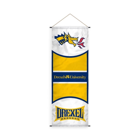AGAS Drexel DU University Banner Scroll Sign 17.5" × 48" with Hanging Cord – Polyester Dragons Wall Banner