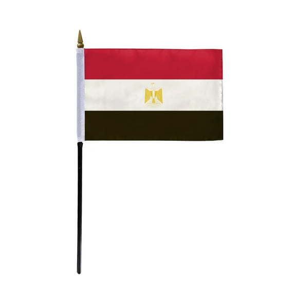 AGAS Egypt Stick Flag 4x6 inch mounted onto 11 inch Plastic Pole - Printed Single Sided on Polyester - Stitched Edges - Mini Egypt Flag - EG National Flag - Egyptian Flag Misr Flag عَلَمْ مَصر