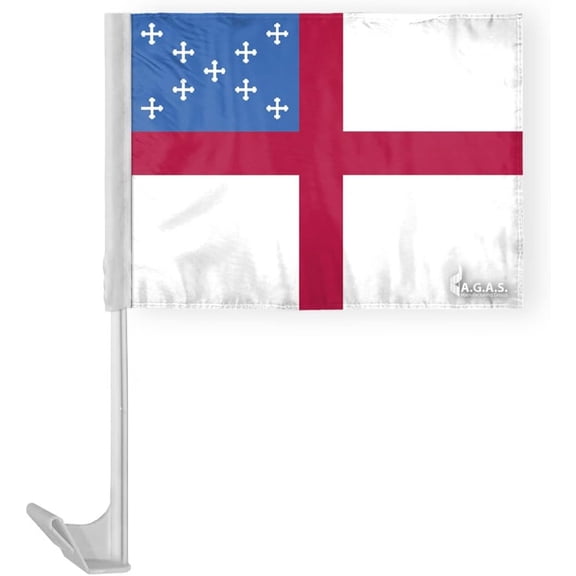 AGAS Episcopal Church Economy Car Flag 12x16 inches- Single Sided, Polyester, 17" Plastic Flex Pole
