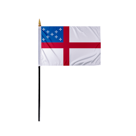 AGAS Episcopal Church Stick Flag 4x6 inch- Single Sided, Polyester, 11" Black Plastic Pole