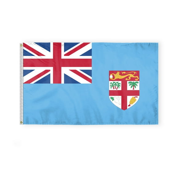 AGAS Fiji Flag 3x5 ft Double Stitched Hem 100% Polyester Metal Grommets Indoor Fijian National Flag