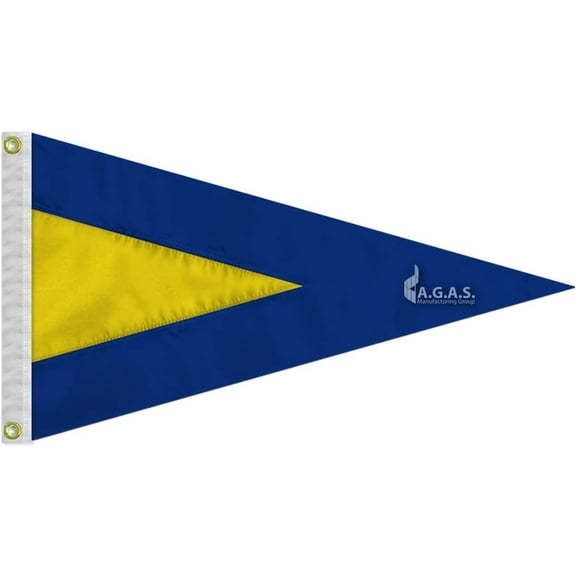 AGAS First Repeater Substitute Pennant - 1x2 Ft - Printed 200 Nylon - Quadruple Stitched Edges - Solid Brass Grommets Canvas Heading - 1st Repeater Code Flag - Size 2.