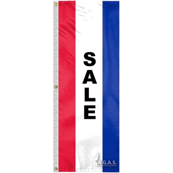 AGAS Flags 8' Ft x 28" Inch Sale Car Dealership Flag, Sewn Stripes, Vertical Message Flag Material 200D Nylon, Canvas Header & 3 Anti Rust Brass Grommets.