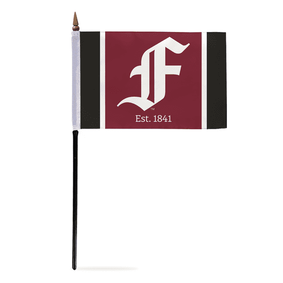 AGAS Fordham University Stick Flag 4 x 6 inch F Logo NCAA Licensed Fordham Rams 11" Pole, Base