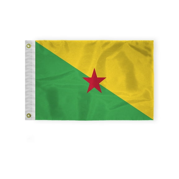 AGAS French Guyana Nautical Flag 12x18 inch Mini Guyana National Flag Outdoor 200D Nylon Double Stitched Hem Never Rust Brass Grommets Canvas Header Guyana National Boat Flag