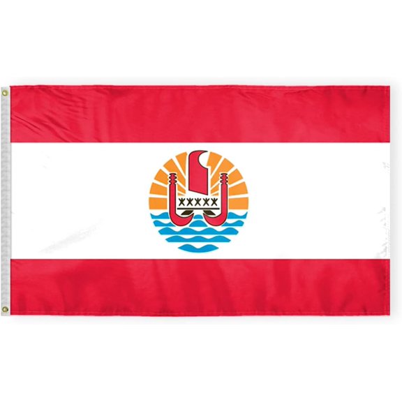 AGAS French Polynesia Tahiti Flag 3x5 ft Double Stitched Hem 100% Polyester Metal Grommets Indoor French Polynesia Tahitian Flag