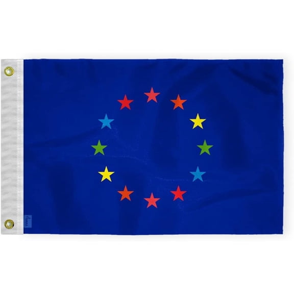 AGAS Gay European Boat Nautical Flag 12x18 Inch - Printed 200D Nylon - Brass Grommets Fade Proof Vivid Colors - Small Euro Gay flag for Bike Car