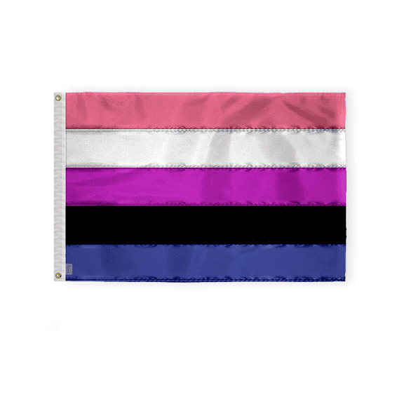 AGAS Genderfluid Embroidered Pride Flag 3x5 Ft - Sewn 200D Nylon - Showcase Your Pride with Vibrant Colors - Deluxe Genderfluid Pride Flag - Brass Grommets Canvas Header - Quadruple Stitched Fly End