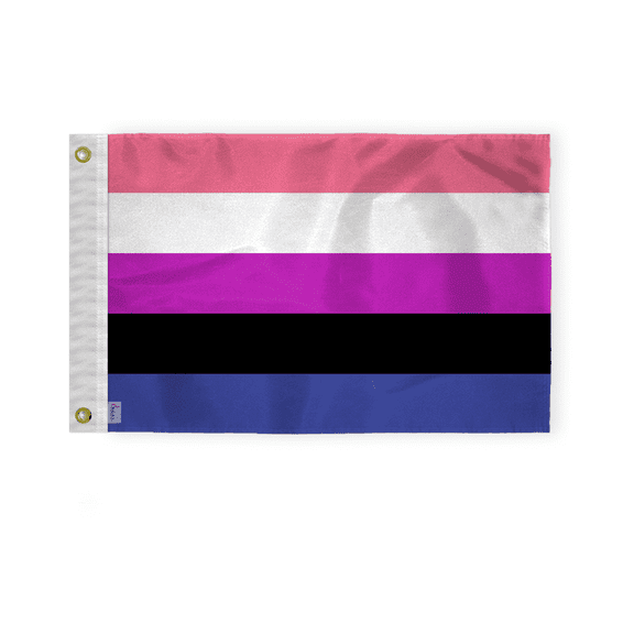 AGAS Genderfluid Pride Boat Nautical Flag 12x18 Inch - Double Sided Printed 200D Nylon - Brass Grommets Fade Proof Vivid Colors - Small Genderfluid flag for Bike Car