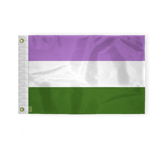 AGAS Genderqueer Pride Boat Nautical Flag 12x18 Inch - Double Sided Printed 200D Nylon - Brass Grommets Fade Proof Vivid Colors - Small Queerpride flag for Bike Car