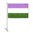 thumbnail image 1 of AGAS Genderqueer Pride Car Window Flag 10.5x15 inch - Double Side Printed Wrap Knitted Polyester - 19 Inch White Plastic Unbreakable Pole Car Flag, 1 of 2