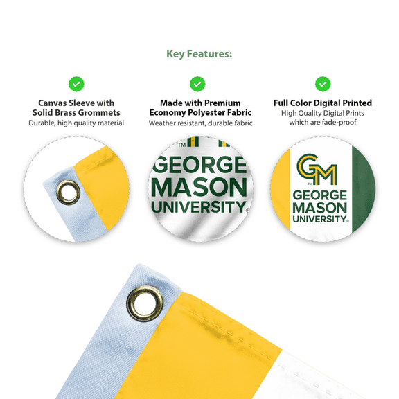 AGAS George Mason University Patriots GMU Boat Mini flag 12x18 Inch Polyester with Brass Grommets - Nautical flags