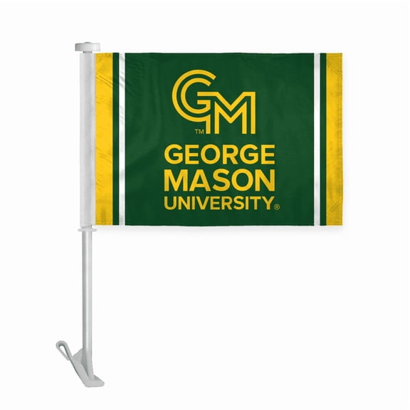 AGAS George Mason University Patriots GMU Car flag - 10.5x15 inch Wrap Knitted Polyester - 19" Unbreakable Plastic Pole - Auto flags