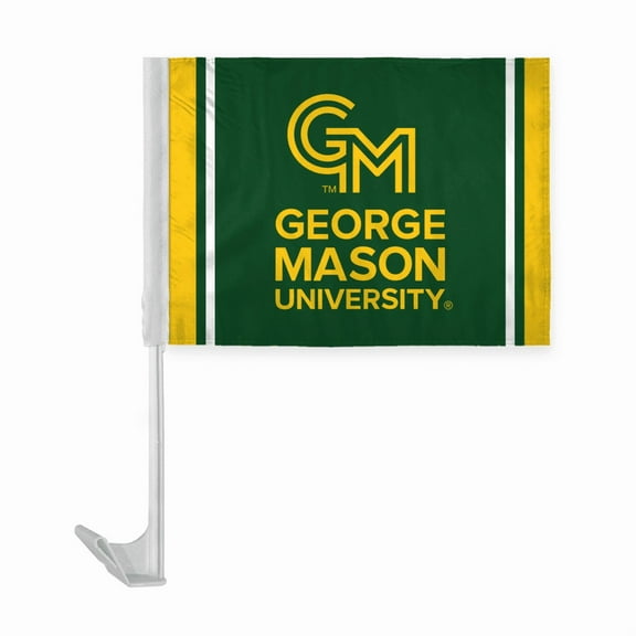 AGAS George Mason University Patriots GMU Logo flag for Car 12x16 Inch, Licensed Patriots Car Window flag - 17" Flex Pole, Single Reverse Printed Polyester