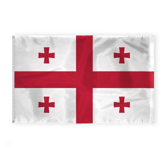 AGAS Georgia Flag 5x8 ft 200D Nylon 6 Needle Lock Stitched Fly Hem Rust Proof Brass Grommets Big Size Georgian National Flag
