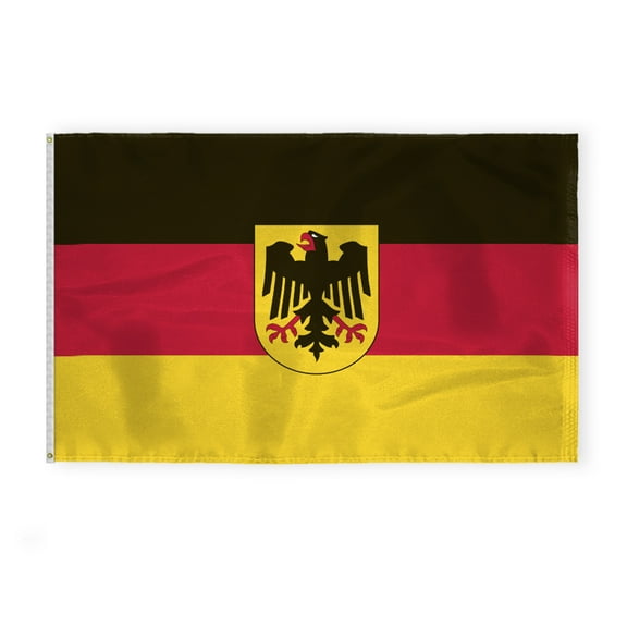 AGAS German State Ensign 5x8 ft 200D Nylon Double Stitched Canvas Header Brass Grommets Large German Flag Can be Hung on Flagpole Outside or Indoors on a Wall