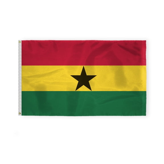 AGAS Ghana Flag 3x5 ft 200D Nylon Fabric Double Stitched Canvas Header Brass Grommets Fade Resistant & Vivid Colors Can be Hung on Flagpole Outside or Indoors on a Wall